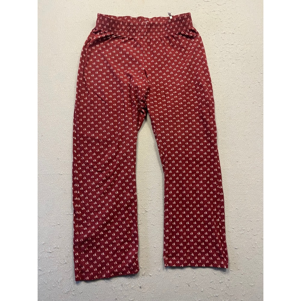 Calvin Klein Pajama Pants Knit Burgundy Red Logo Monogram Small Womens
